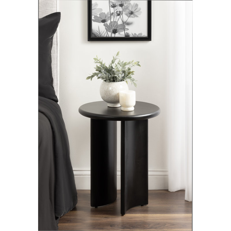 Living Room Round Side Table, Black