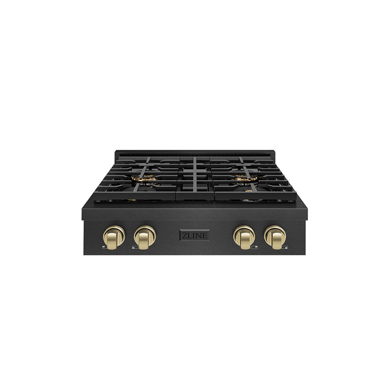 ZLINE Autograph 30 in. Paramount DuoPro Gas Rangetop in Black Satin Steel and Bronze Accents, Champagne Bronze