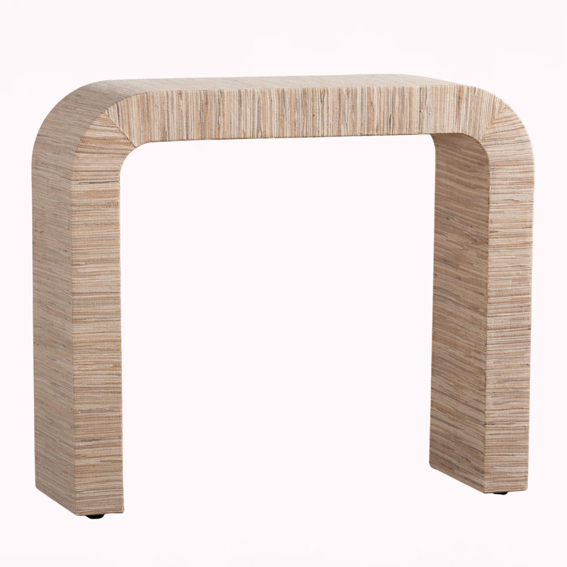 Table Floryn avec silhouette de cascade en toile de ramie naturelle tissée, H 31,32 po x l 35,76 po x P 11,83 po