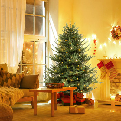  Arbre de Noël artificiel 6 pi avec 778 branches en PVC et 240 lumières à DEL blanc chaud