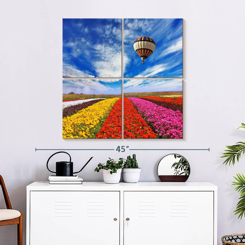 Alvord Balloon Over Flower Field, 32" H x 32" W