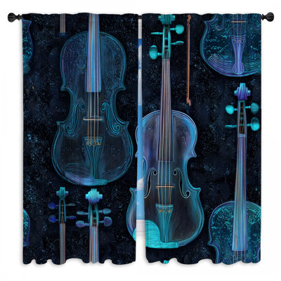 Violin Window Curtains Music Sheer & Room Darkening - 2 Panels