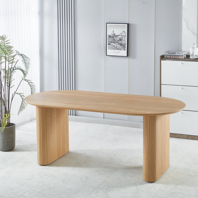 Table de salle à manger extensible peu encombrante, fabrication en panneau de fibres à densité moyenne de qualité supérieure, 59 po / 74 po / 90 po, convenant aux repas quotidiens ou aux rassemblements (chêne)