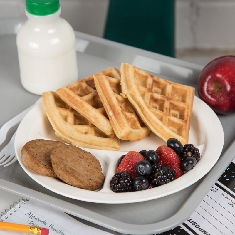 9" Narrow Rim 3-Compartment Plate, White