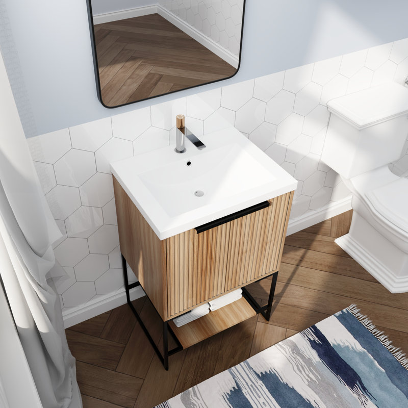 Meuble-lavabo simple 23,62 po avec dessus de meuble-lavabo Dharach