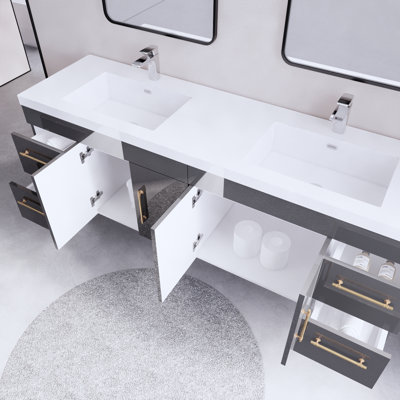 Ensemble de meuble-lavabo double mural 70,5 "Bensley