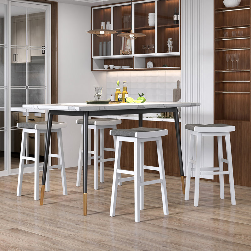 Upholstered Counter Stool with Solid Wood Frame, Bar Stool (31.5" Seat Height)