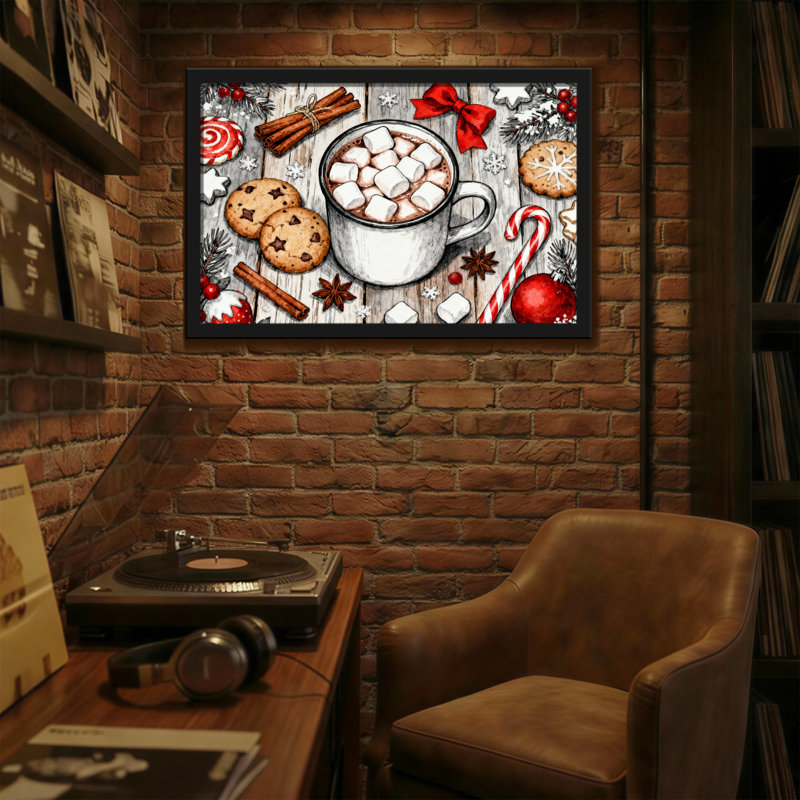 Noël chocolat chaud de Noël avec guimauves et biscuits