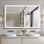 Miroir de salle de bain 48 po x 32 po à DEL, cadre en aluminium avec angle biseauté à 45 °, 3 couleurs, antibuée, décor moderne