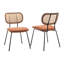 Chaise d'appoint moderne en lin avec dossier en rotin Sirine-838035681