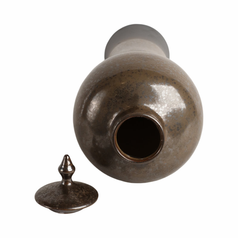 Élégant vase en céramique avec couvercle à couvercle pour décoration intérieure - Grand vase sculptural décoratif pour le salon, l'entrée et le coin