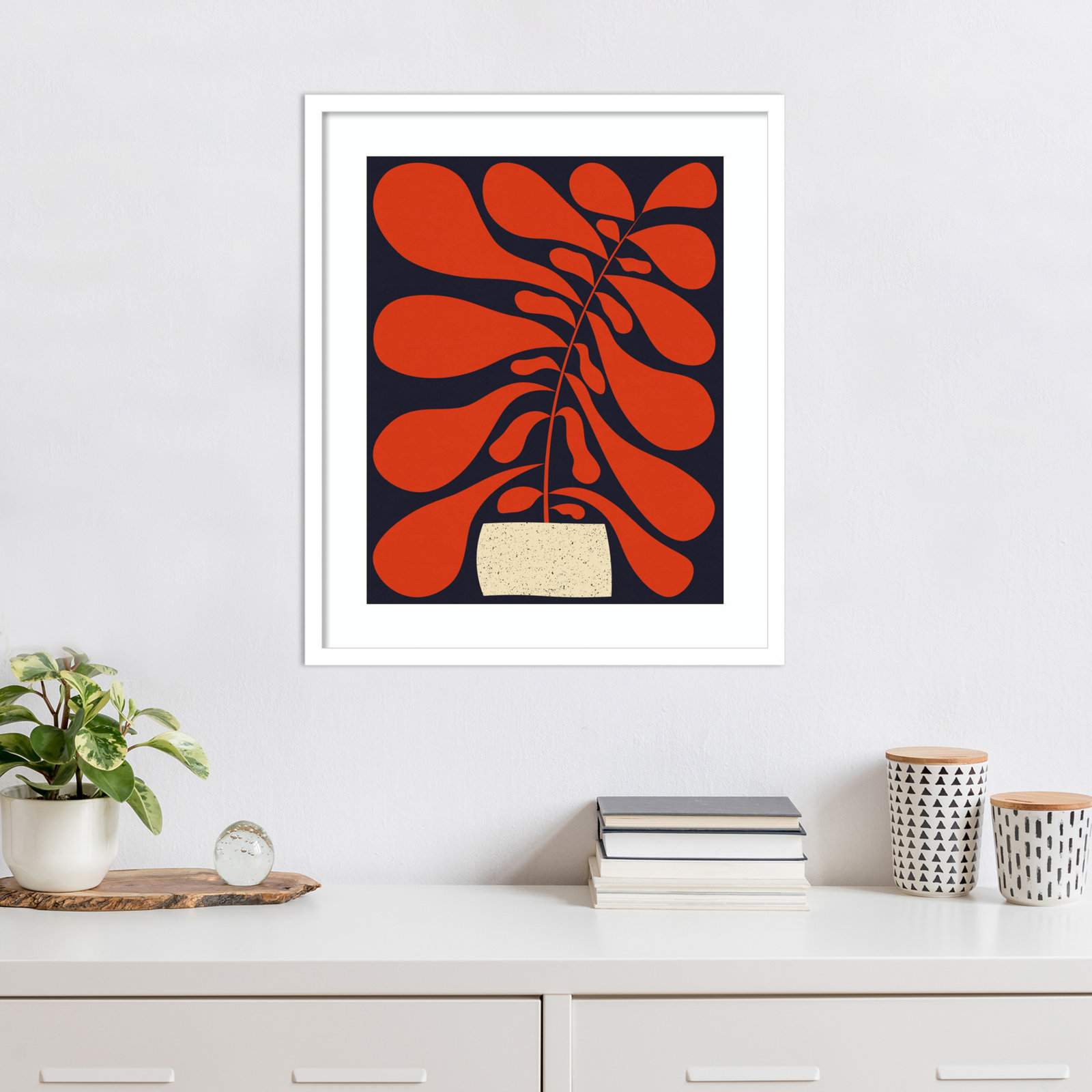 Lazy Plant No 1 by Alisa Galitsyna Wood Framed Wall Art Print, White , 25" H x 21" W