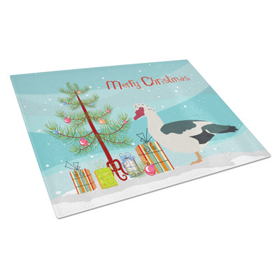 Caroline's Treasures Tempered Glass Muscovy Duck Christmas Cutting Board