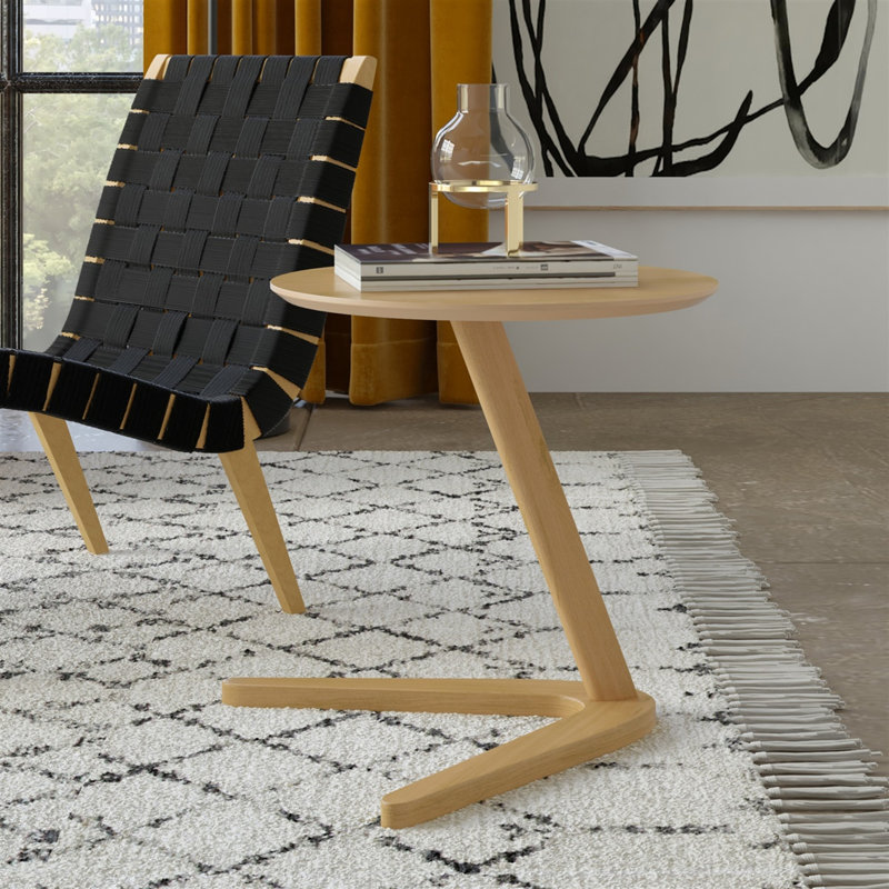 Healey Solid Wood Round C-Table End Table, Oak