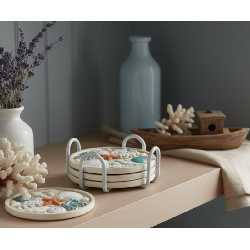 Ensemble de 2 sous-verres décoratifs Seaside Splendor Coastal Coasters