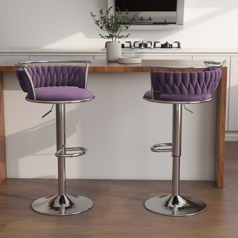 Tabouret de bar Christal, Mauve, Argent argent