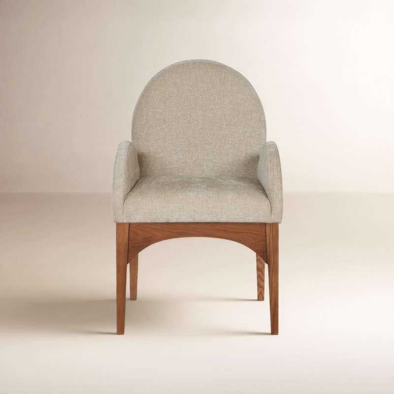 Waldorf 19.75'' H Upholstered Armchair, Beige, Walnut