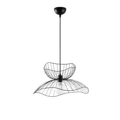 Industrial Black Chandelier, Adjustable Height 16.5 - 47.6 in, 19.7 in Diameter | Metal Body, E27 Socket Max 40W | Modern Plain Design for Dining Room, Living Room, & Entryway - Stylish & Functional Lighting Solution