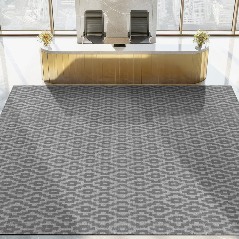 Hand Knotted Area Rug in Dark Gray, Rectangle 6' x 9'