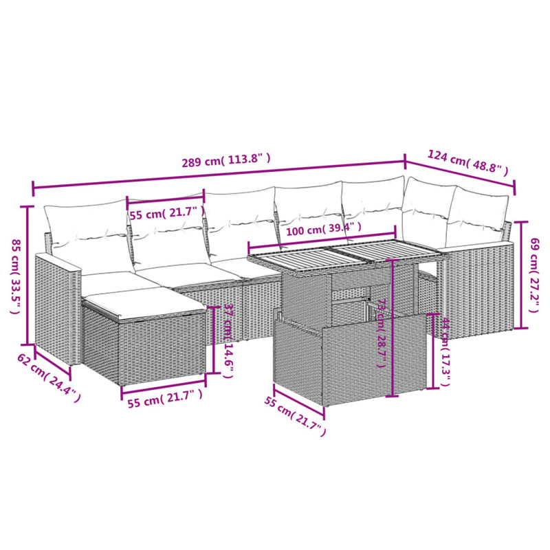 Ensemble de canapé de jardin Vidaxl