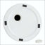 Table d'appoint MGO en marbre blanc avec base de parasol remplie de sable