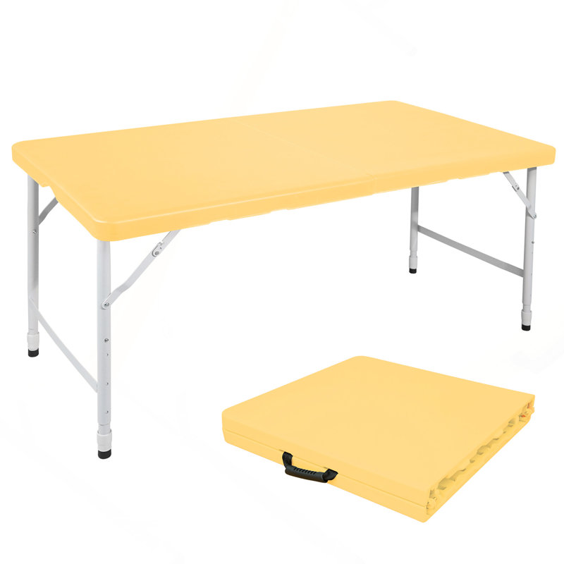 Table pliante portative jaune pâle de 4 pi pour un poids maximum de 135 kg pour l'intérieur et l'extérieur, Jaune clair