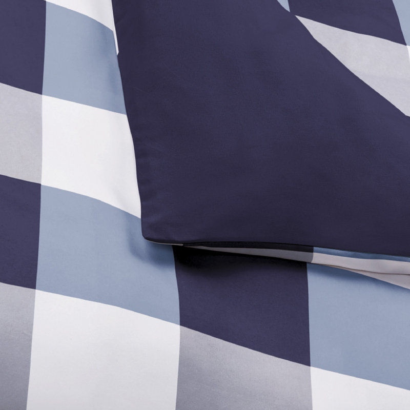 Ensemble de housse de couette en microfibre Buffalo, Housse de couette très grand + 2 taies décoratives, Bleu marine