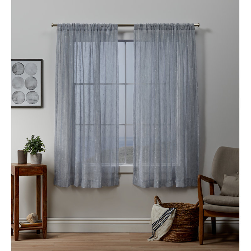 Noyes Sheer Curtain Pair, 54"W x 63"L, White