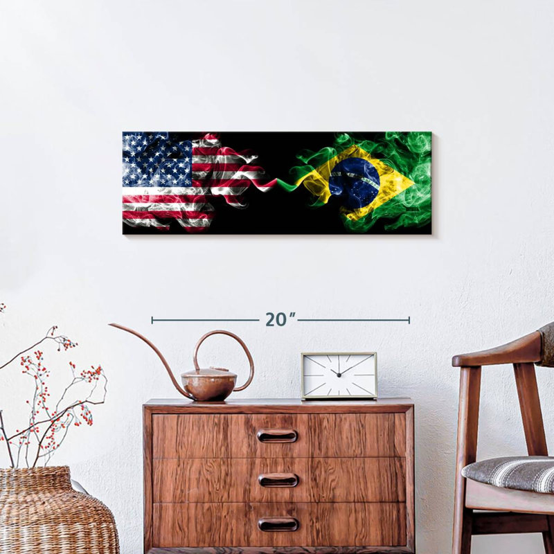 «Smoky USA», drapeaux du Brésil sur toile, H 8 po x l 24 po x P 1 po