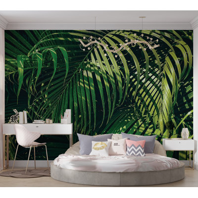 Murale pelez et collez de qualité supérieure - Feuilles vertes tropicales