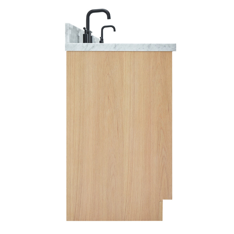 ARIEL Kelly 73 Double Sink Bathroom Vanity with Italian Carrara Marble Top, Oak
