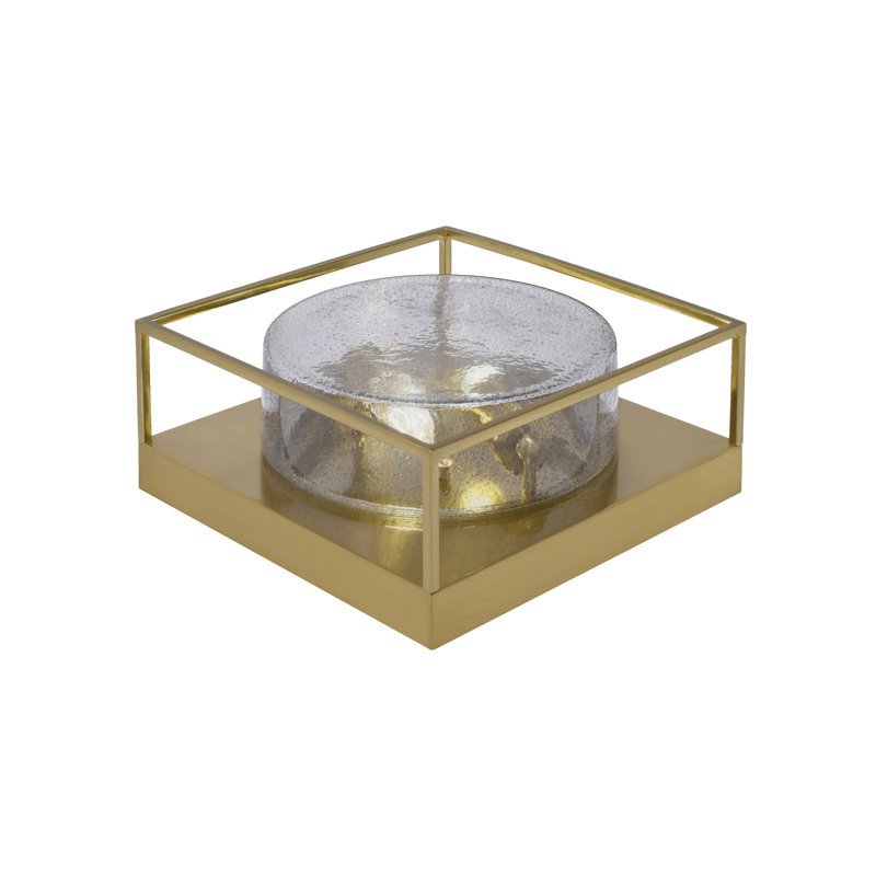 Plafonnier encastré avec verre, Clair, Laiton, H 5 po x l 12 po x P 12 po