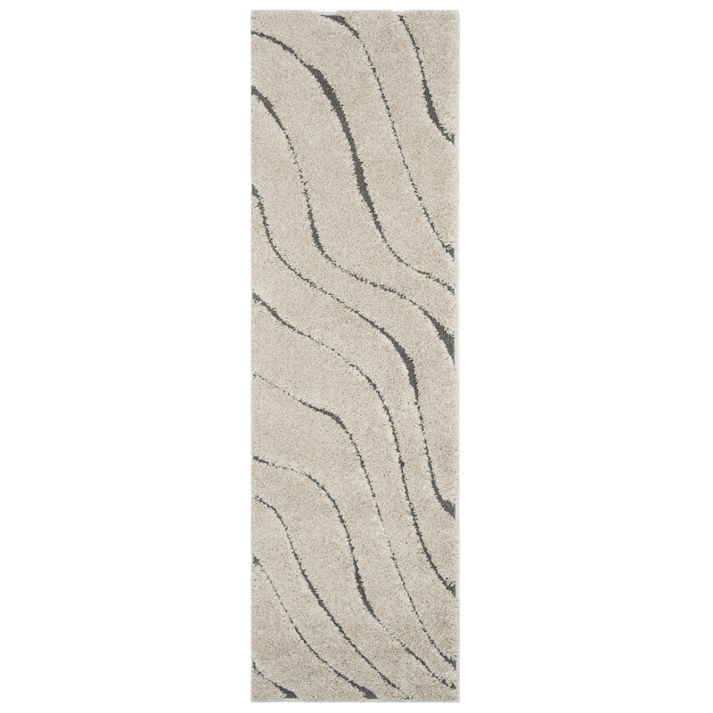 Tapis crème à motif abstrait Ashal, Cream/Grey, Tapis de couloir 2 pi 3 po x 7 pi