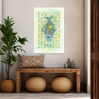 Cybernetic Fish Anatomy Contemporary Fish Beach Portrait Wall Art Print
