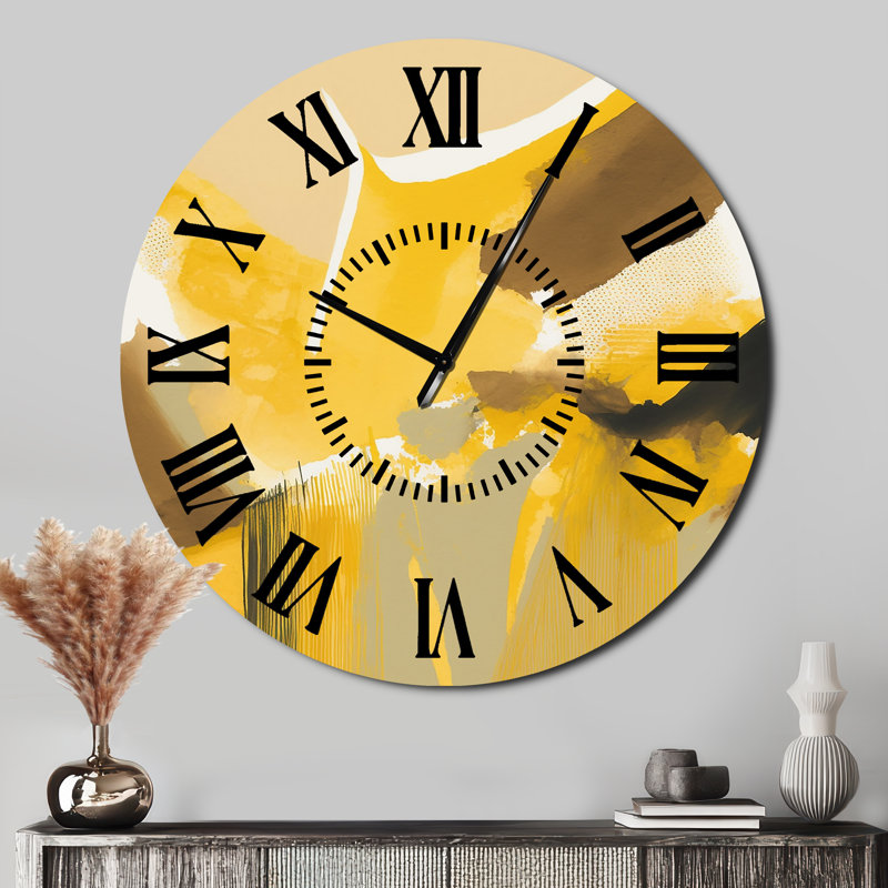 Horloge murale moutarde jaune rétro I, Surdimensionné