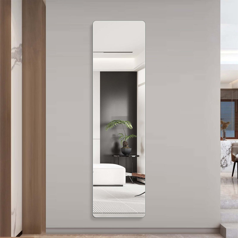 Miroir mural pleine longueur 59 po x 16 po avec support incassable, verre sans cuivre de 5 mm pour des reflets clairs et un décor moderne.