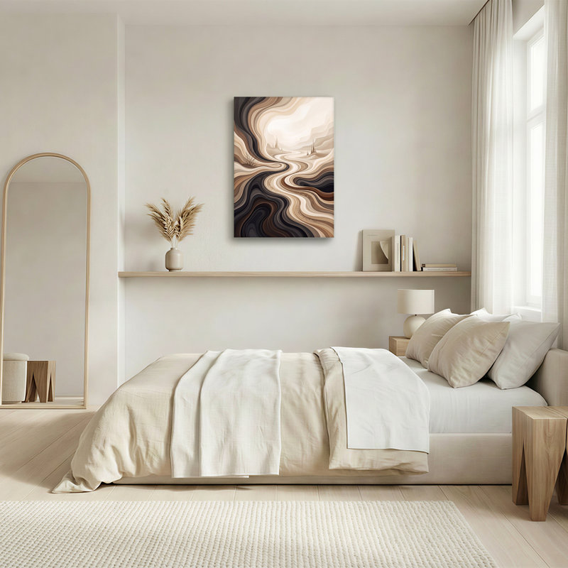 Art abstrait sur toile abstraite brune et beige, 36"H x 24"W