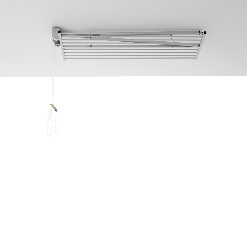 Foxydry Mini White Aluminum Foldable Retractable Clothesline, 180cm H x 152cm W x 54cm D