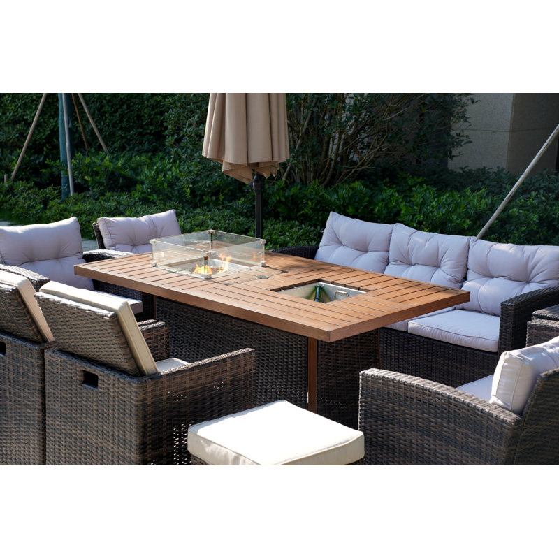 Melody Wicker/Rattan 11 - Person Seating Group With Mixed Beige & Gray Cushions