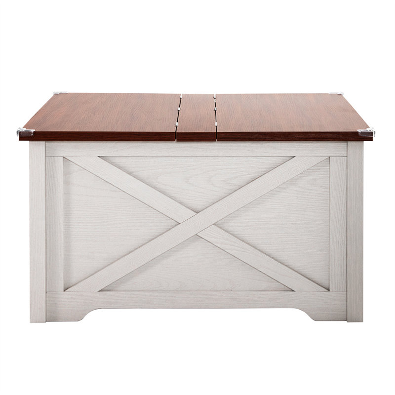 Table basse Farmhouse avec grand compartiment de rangement caché