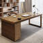 Bureau double caisson rectangulaire en bois massif avec tiroirs-1520446685