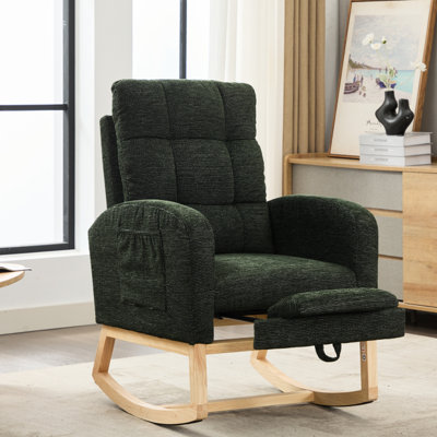 Élégante chaise de salon avec repose-pieds réglable, poche latérale ergonomique à bascule haute et douce, coussins de densité