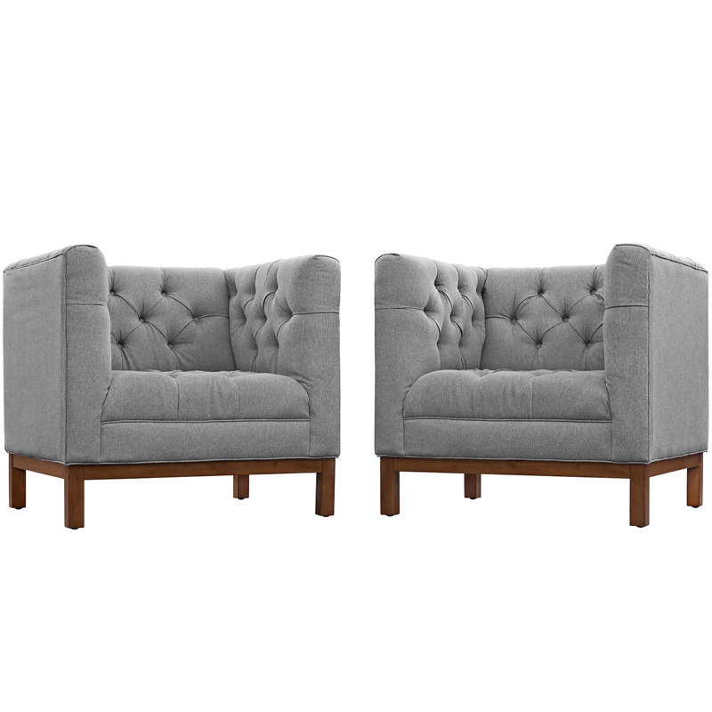 Fauteuils Modway Panache, Velours gris performance