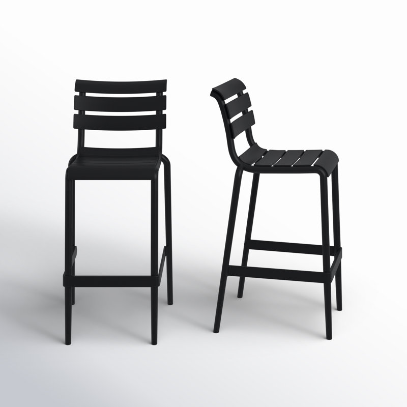 Tabouret de comptoir d'extérieur Ruta, 29.50", Noir