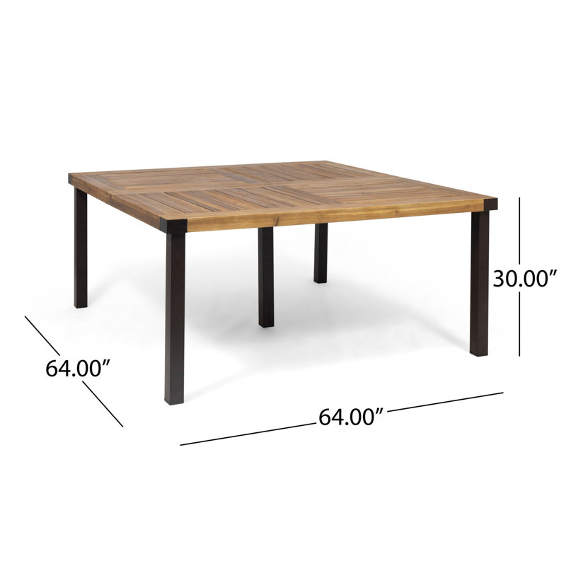 Ensemble de salle à manger d'extérieur en bois d'acacia 9 pièces avec table carrée de 162 cm et 8 chaises avec accoudoirs