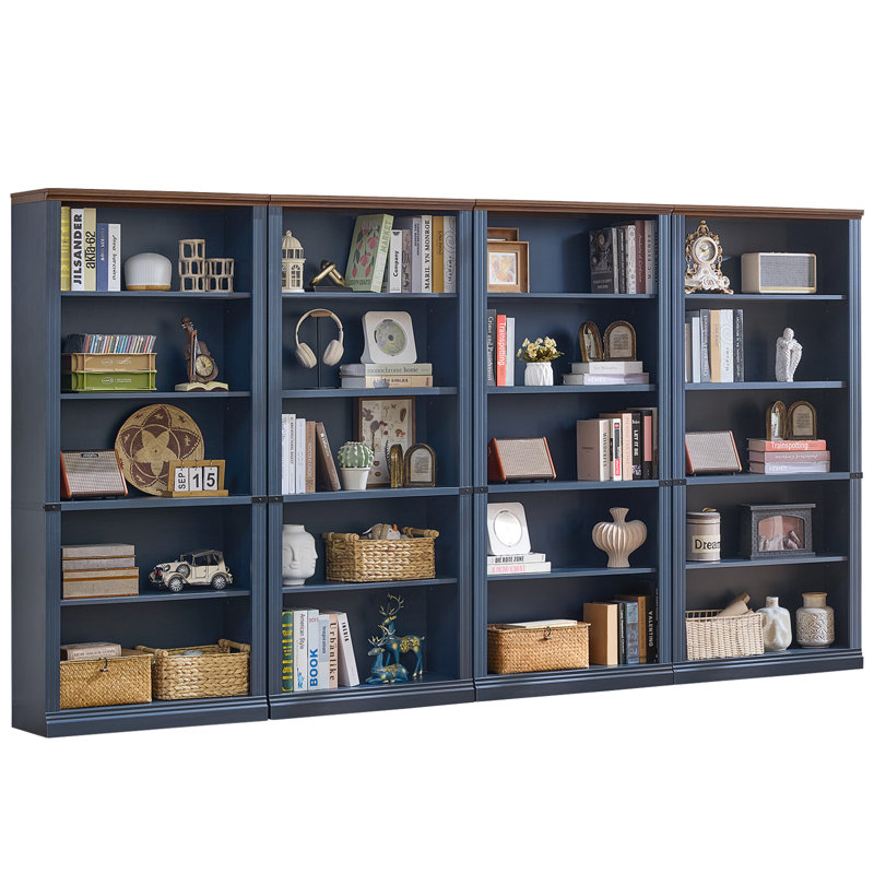 70" Tall Farmhouse Bookshelf Set, Blue