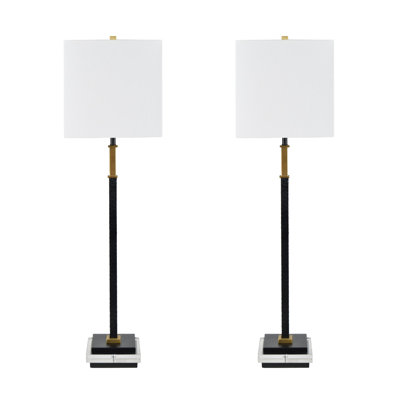 38.5" Metal Table Lamp With White Shade