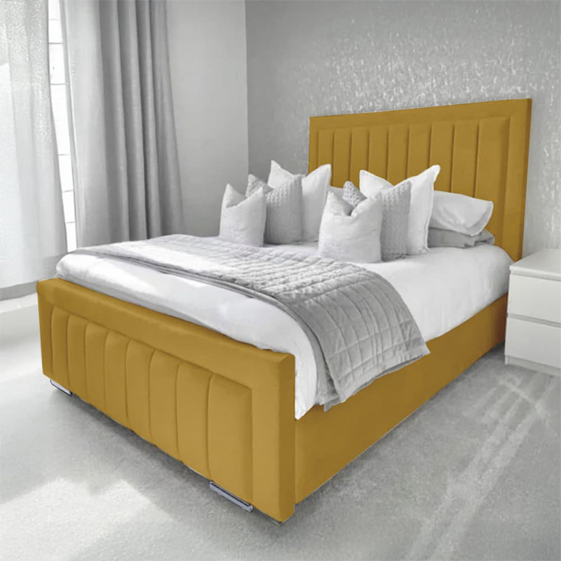 Abianna Upholstered Bed, Small Double (4'), Turmeric
