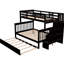 Lit superposé simple en bois massif avec lit gigogne et tête de lit stable-639093193