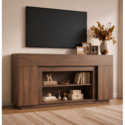 70" TV Stand Media Console for TVs Up to 80", Modern Entertainment Center with Open Storage and Side Cabinets for Living Room